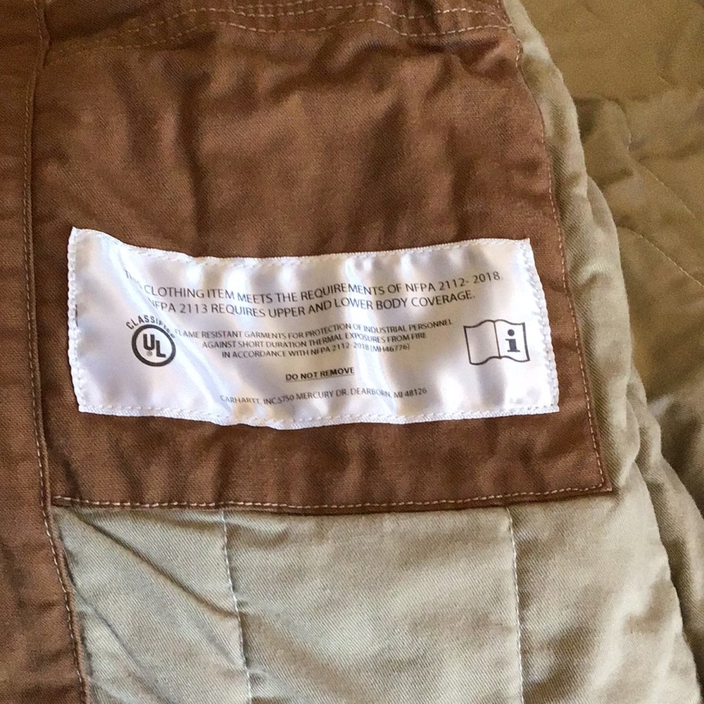 Carhartt Men's Vest LARGE Brown FR Fire Resistant Duck Insulated Workwear - Picture 7 of 10